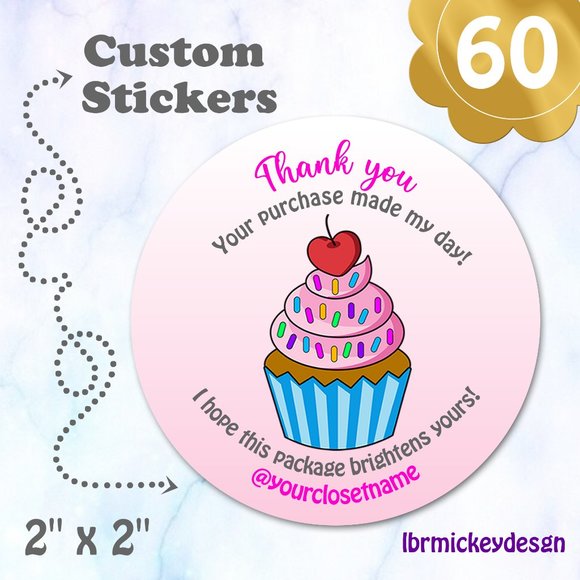 ♥️ 5x25 / 60 Thank YOU STICKERS - Picture 1 of 2